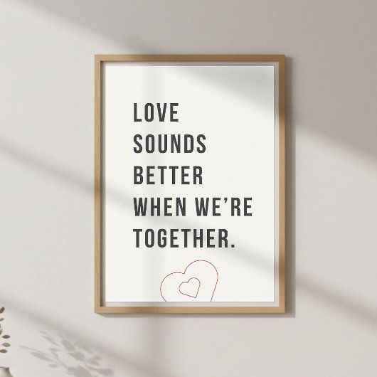 Romantic Music Quote. Couple Wall Art. ポスター
