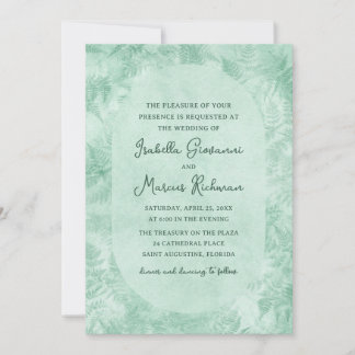 Romantic Mystical Green Fern Wedding Invitation 招待状