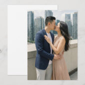 Romantic Navy Beige Photo 招待状 (正面/裏面)