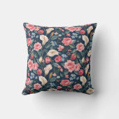 Romantic Navy Blue Floral Garden Pattern クッション (裏面)