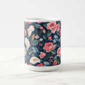 Romantic Navy Blue Floral Garden Pattern コーヒーマグカップ (中央)