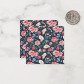 Romantic Navy Blue Floral Garden Pattern ノートカード (正面/裏面インサイチュ)