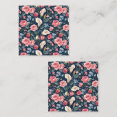 Romantic Navy Blue Floral Garden Pattern ノートカード (正面/裏面)