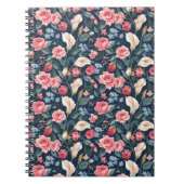 Romantic Navy Blue Floral Garden Pattern ノートブック (正面)