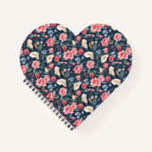 Romantic Navy Blue Floral Garden Pattern ノートブック (正面)