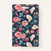 Romantic Navy Blue Floral Garden Pattern バッジ (正面)