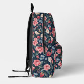 Romantic Navy Blue Floral Garden Pattern プリントバックパック (左)