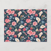 Romantic Navy Blue Floral Garden Pattern ポストカード (正面)