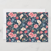 Romantic Navy Blue Floral Garden Pattern 招待状 (正面)