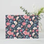 Romantic Navy Blue Floral Garden Pattern 招待状 (スタンド正面)