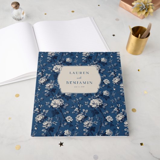 Romantic Navy Floral ElegANCE ゲストブック (正面見開き)