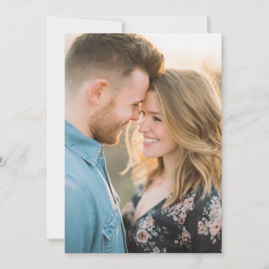 Romantic Navy Floral Photo 招待状 (正面)