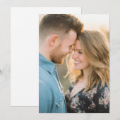 Romantic Navy Floral Photo 招待状 (正面/裏面)