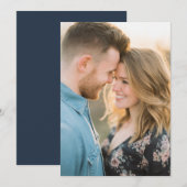 Romantic Navy Floral Photo 招待状 (正面/裏面)