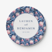Romantic Navy Floral Watercolor ペーパープレート (正面)