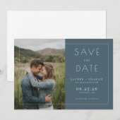 Romantic Navy Minimalist Photo セーブザデート (正面/裏面)