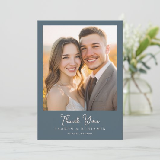 Romantic Navy Photo サンキューカード (スタンド正面)