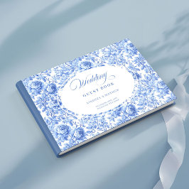 Romantic Navy Roses Floral Toile Guest Book ゲストブック