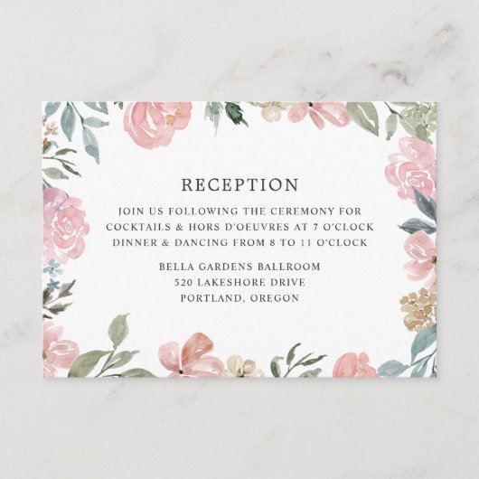 Romantic Neutral Blush Floral | 結婚披露宴 エンクロージャーカード (正面)