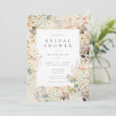 Romantic Neutral Vintage Hydrangeas Bridal Shower 招待状 (スタンド正面)