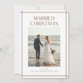 Romantic Newlywed Married Christmas Beach Photo シーズンカード (正面)