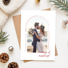 Romantic Newlywed Merry & Married Photo Christmas シーズンカード