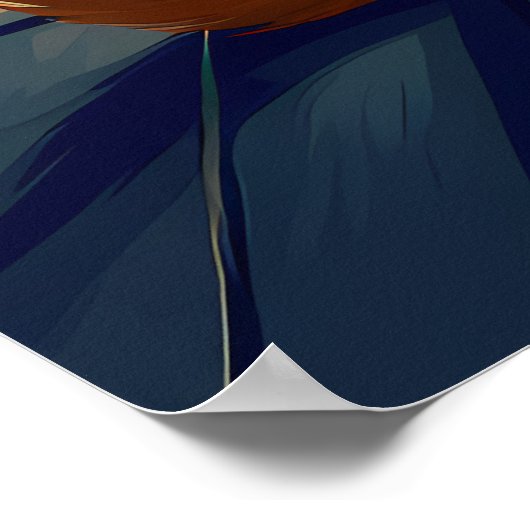 Romantic night cityscape cats moonlight ポスター (角)