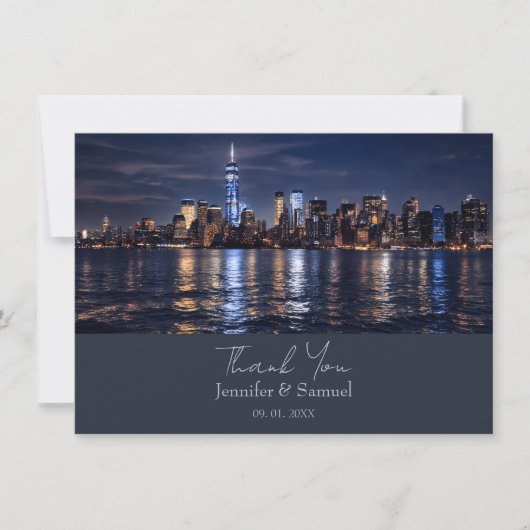 Romantic NYC Skyline Wedding Thank You  (正面)