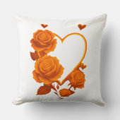 Romantic Orange Roses Heart Throw" クッション (正面)