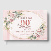Romantic Pale Pink Gold Greenery 90th Birthday  ゲストブック (正面)
