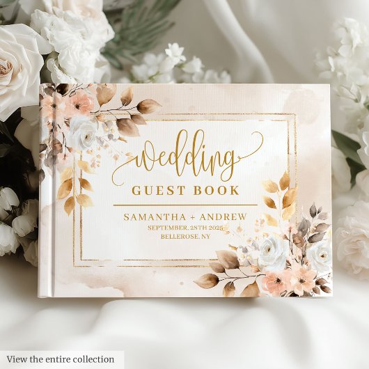 Romantic Pale Pink Ivory Gold Wedding Guest Book   ゲストブック