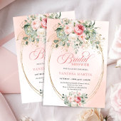 Romantic Pale Pink Rose Gold Bridal Shower Invite 招待状