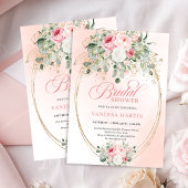 Romantic Pale Pink Roses Bridal Shower Invitation 招待状