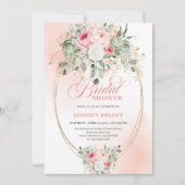 Romantic Pale Pink Roses Bridal Shower Invitation 招待状 (正面)