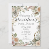 Romantic Pampas and Rose Bridal Shower Invite 招待状 (正面)