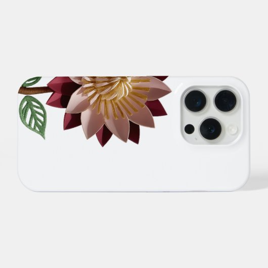 Romantic Paper Flower Phone Case – Pink & Maroon  iPhoneケース (裏面横)