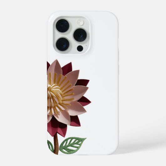 Romantic Paper Flower Phone Case – Pink & Maroon  iPhoneケース (裏面)