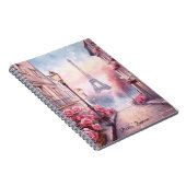 Romantic Paris France – Eiffel Tower Floral ノートブック (右側)