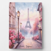 Romantic Paris France – Eiffel Tower Floral フォトプラーク (正面)