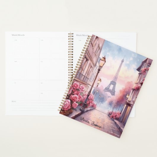 Romantic Paris France – Eiffel Tower Floral プランナー手帳 (ディスプレー)