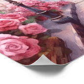 Romantic Paris France – Eiffel Tower Floral ポスター (角)