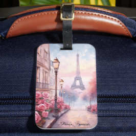 Romantic Paris France – Eiffel Tower Floral ラゲッジタグ