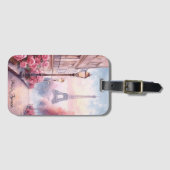 Romantic Paris France – Eiffel Tower Floral ラゲッジタグ (正面横)