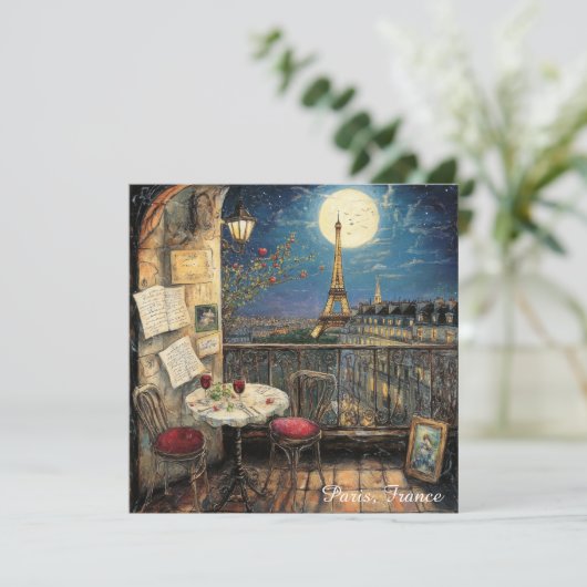 Romantic Paris France Eiffel Tower Illustration (スタンド正面)