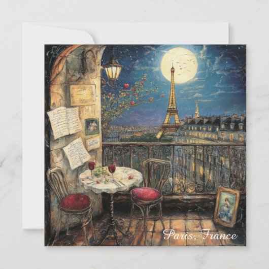 Romantic Paris France Eiffel Tower Illustration (正面)