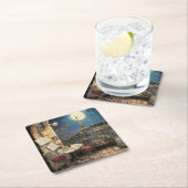 Romantic Paris France Eiffel Tower Illustration スクエアペーパーコースター (インサイチュ)