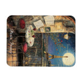 Romantic Paris France Eiffel Tower Illustration マグネット (横)