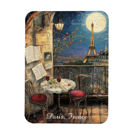 Romantic Paris France Eiffel Tower Illustration マグネット (縦)