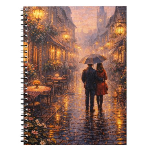 Romantic Paris Rain Spiral Notebook ノートブック (正面)