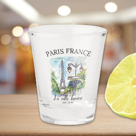Romantic Paris Vintage Travel Design ショットグラス